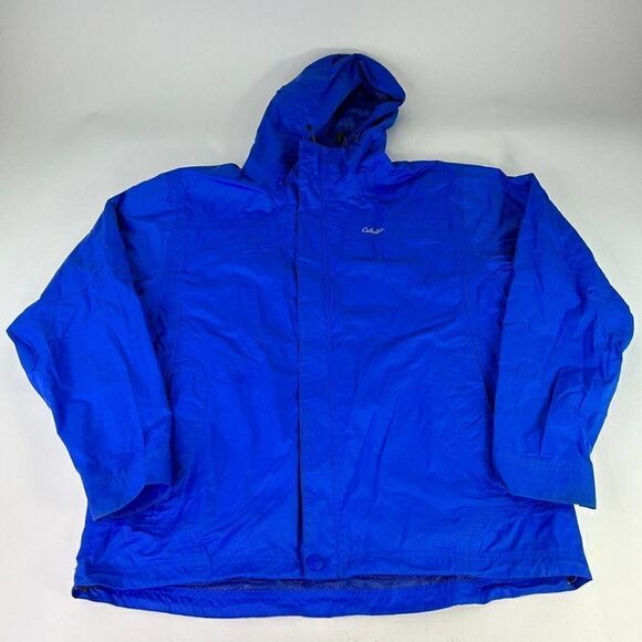 Cabela's Men's Windbreaker Jacket Size M Blue Nylon Lightweight Packable Hoodie - Picture 1 of 11